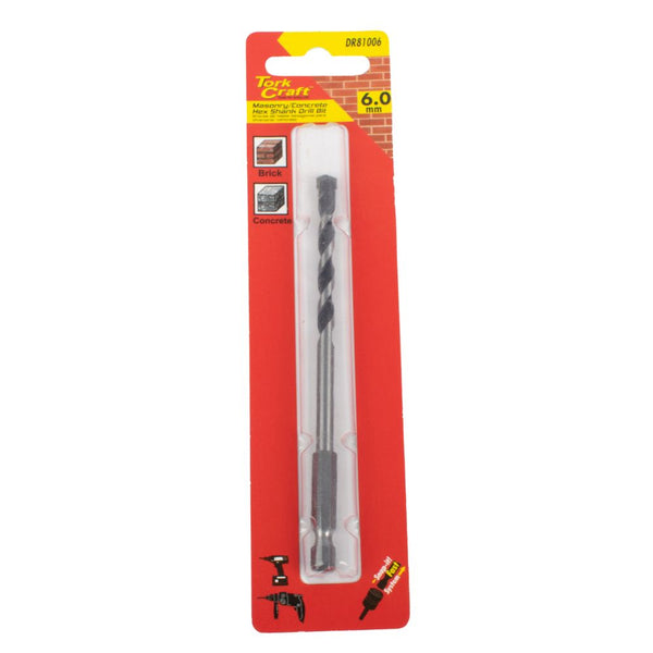 DRILL BIT MASONRY/CONCRETE 6.0MM HEX SHANK 1/CARD