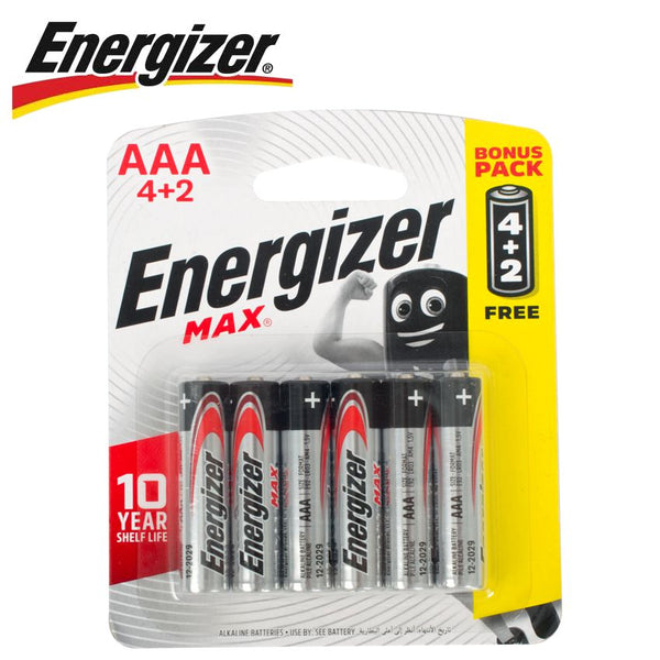 ENERGIZER MAX AAA - 6PACK 4+2 FREE - Power Tool Traders