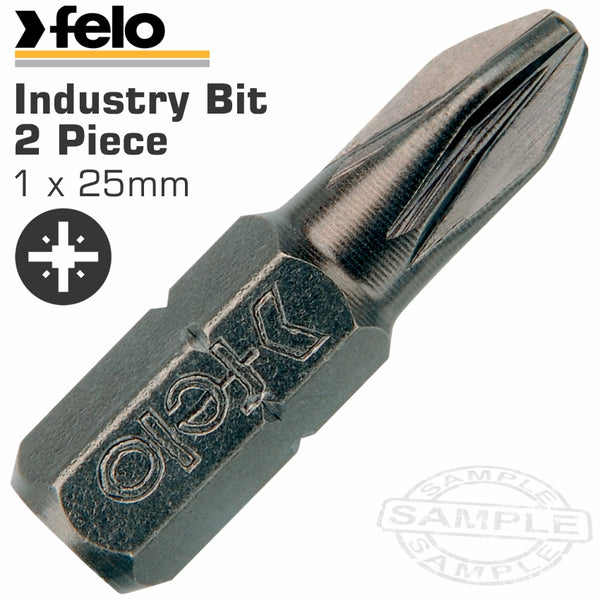 FELO POZI PZ1 X 25MM 2PC INS.BIT - Power Tool Traders