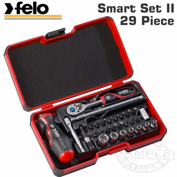 FELO 060 SMART II RATCH. SET 29PC BIT/SOCK. 1/4' STRONGBOX - Power Tool Traders