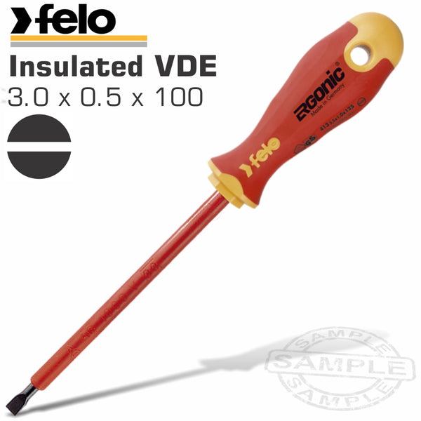 FELO 413 SL3.0X0.5X100 S/DRIVER ERGONIC INSULATED VDE - Power Tool Traders