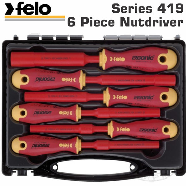 FELO 419 NUT DRIVER SET 6PC ERGONIC INSULATED VDE SL HARD CASE - Power Tool Traders