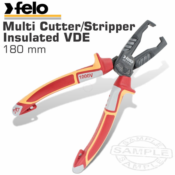 FELO MULTI CUTTER WIRE STRIPPER 180MM INSULATED VDE - Power Tool Traders
