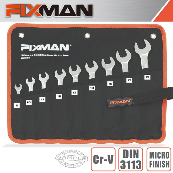 FIXMAN 9PCS COMBINATION SPANNER SET 8-10-11-12-13-14-15-17-19 - Power Tool Traders