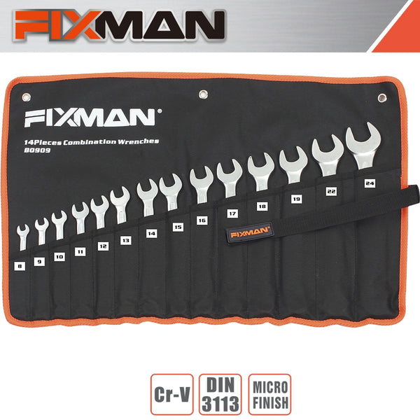 FIXMAN 14PCS COMBINATION SPANNER SET 8MM - 24MM - Power Tool Traders