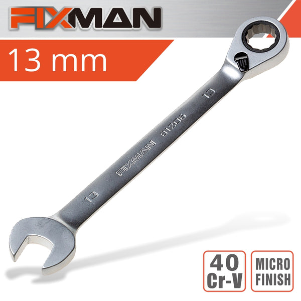 FIXMAN REVERSIBLE COMBINATION RATCHETING WRENCH 13MM - Power Tool Traders