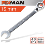FIXMAN REVERSIBLE COMBINATION RATCHETING WRENCH 15MM - Power Tool Traders