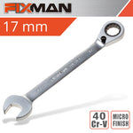 FIXMAN REVERSIBLE COMBINATION RATCHETING WRENCH 17MM - Power Tool Traders