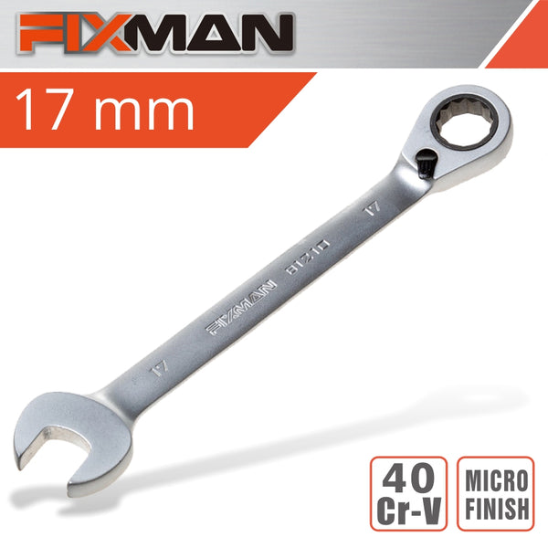 FIXMAN REVERSIBLE COMBINATION RATCHETING WRENCH 17MM - Power Tool Traders