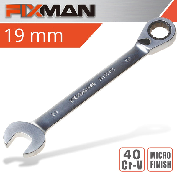 FIXMAN REVERSIBLE COMBINATION RATCHETING WRENCH 19MM - Power Tool Traders