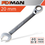 FIXMAN REVERSIBLE COMBINATION RATCHETING WRENCH 20MM - Power Tool Traders