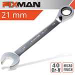 FIXMAN REVERSIBLE COMBINATION RATCHETING WRENCH 21MM - Power Tool Traders