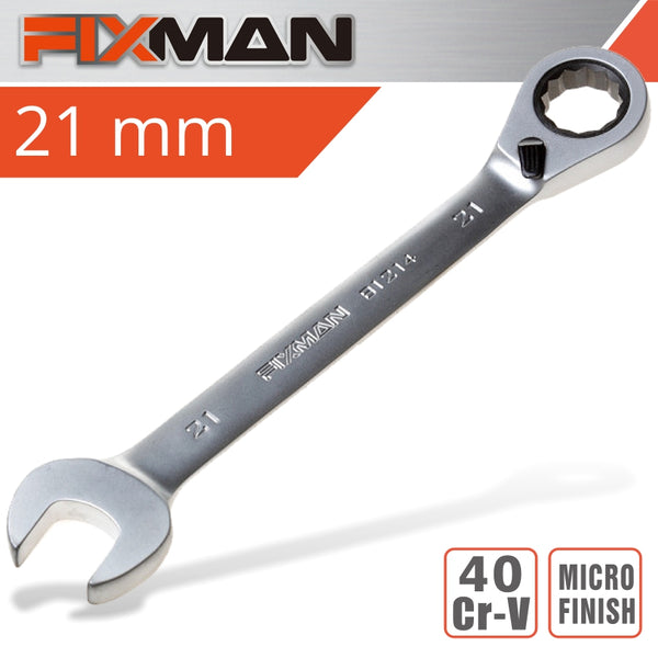 FIXMAN REVERSIBLE COMBINATION RATCHETING WRENCH 21MM - Power Tool Traders