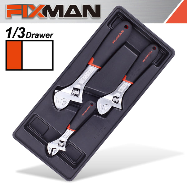 FIXMAN TRAY 3 PIECE ADJUSTABLE WRENCH 6'8'10' - Power Tool Traders