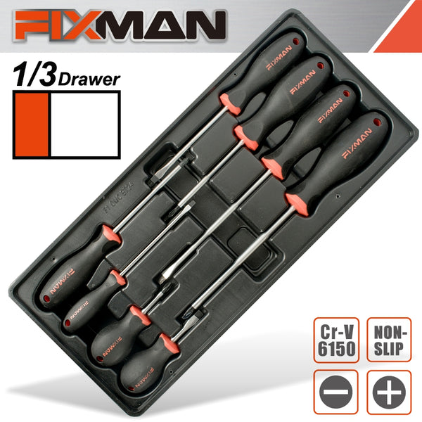 FIXMAN TRAY 8 PIECE SLOTTED AND PHILLIPS SCREWDRIVERS - Power Tool Traders