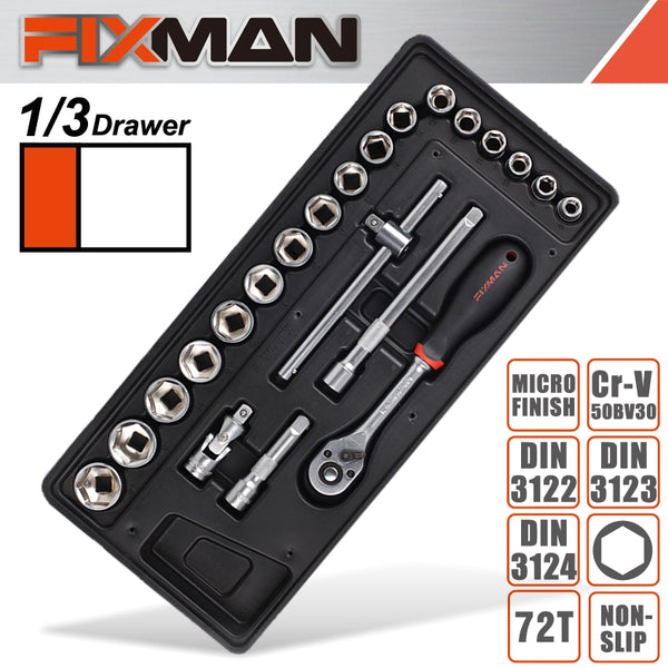 FIXMAN 22-PC 3/8' DR.SOCKETS & ACCESSORIES - Power Tool Traders
