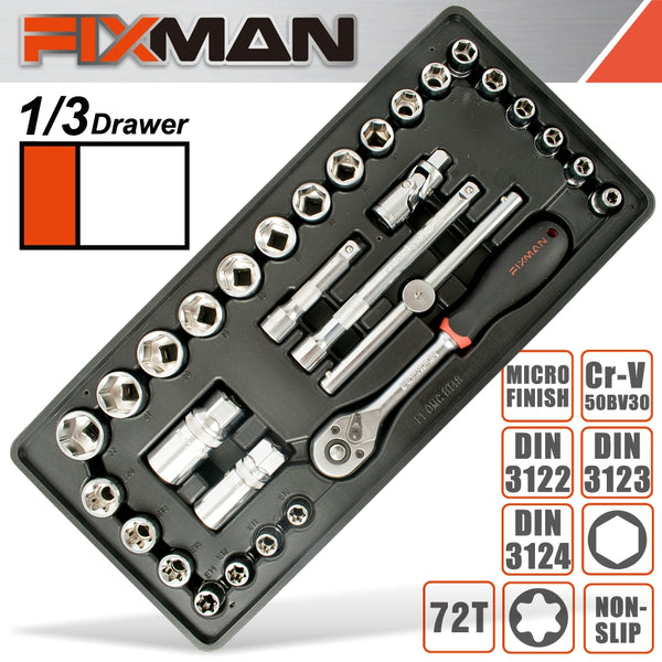 FIXMAN 31-PC 3/8'DR.SOCKETS & ACCESSORIES - Power Tool Traders