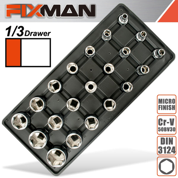 FIXMAN TRAY 21 PIECE 1/2' DRIVE SOCKETS - Power Tool Traders