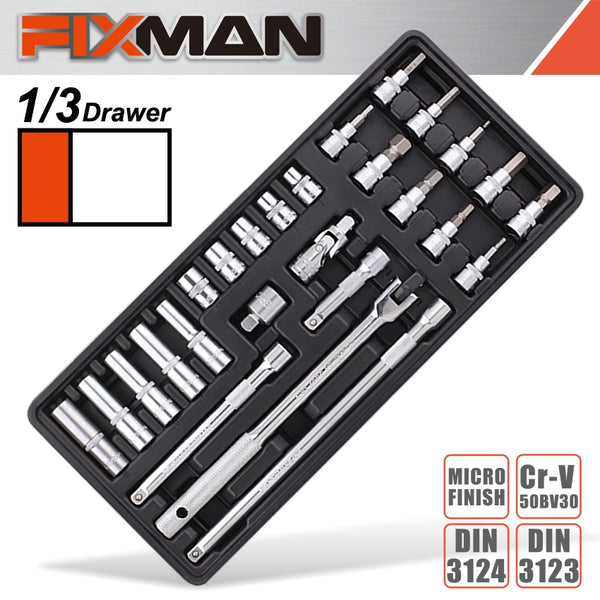 FIXMAN 26-PC 3/8' DR.SOCKETS & ACCESSORIES - Power Tool Traders
