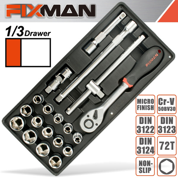 FIXMAN 19-PC 1/2' DR.SOCKETS & ACCESSORIES - Power Tool Traders