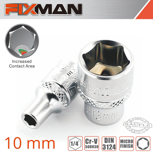 FIXMAN 1/4' DRIVE HEX SOCKET 10MM - Power Tool Traders