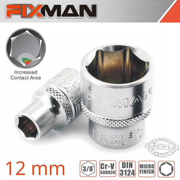FIXMAN 3/8' DRIVE HEX SOCKET 12MM - Power Tool Traders