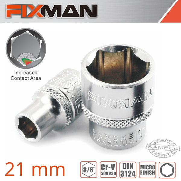 FIXMAN 3/8' DRIVE HEX SOCKET 21MM - Power Tool Traders