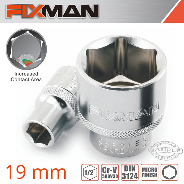 FIXMAN 1/2' DRIVE HEX SOCKET 19MM X 25.8MM - Power Tool Traders