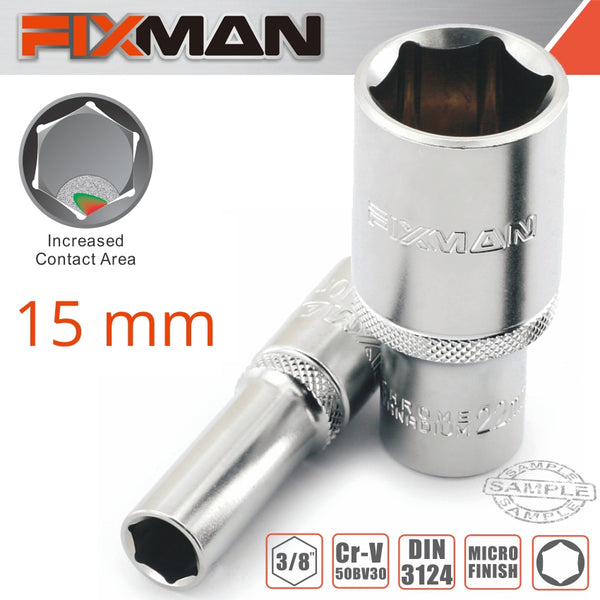 FIXMAN 3/8' DR DEEP SOCKET 15MM - Power Tool Traders