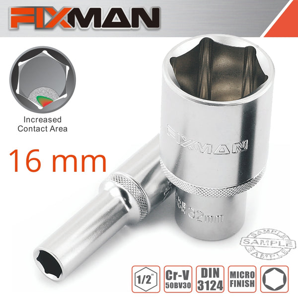 FIXMAN 1/2' DR DEEP SOCKET 16MM - Power Tool Traders