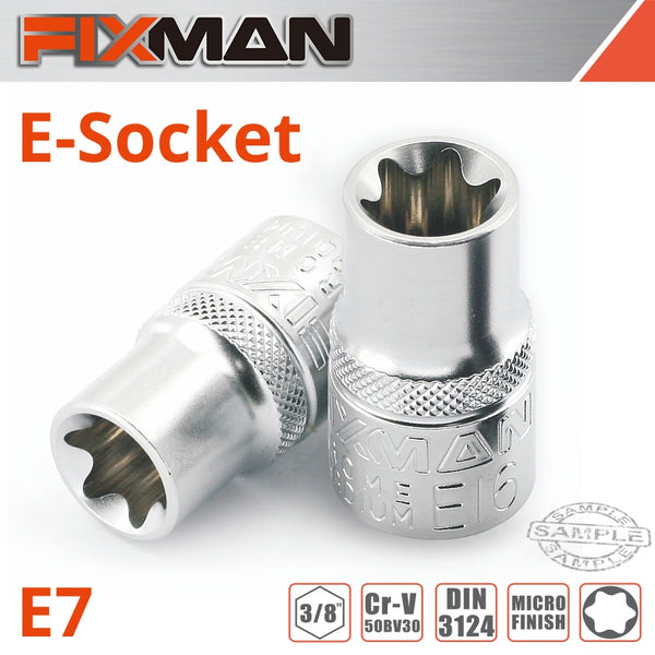 FIXMAN 3/8' DRIVE E-SOCKET 6 POINT E7 - Power Tool Traders