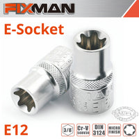 FIXMAN 3/8' DRIVE E-SOCKET 6 POINT E12 - Power Tool Traders