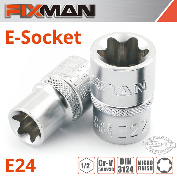 FIXMAN 1/2' DRIVE E-SOCKET 6 POINT E24 - Power Tool Traders