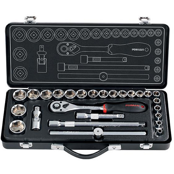 FIXMAN 26 PIECE SOCKET SET 1/2' 8 - 25 27 30 &32MM - Power Tool Traders