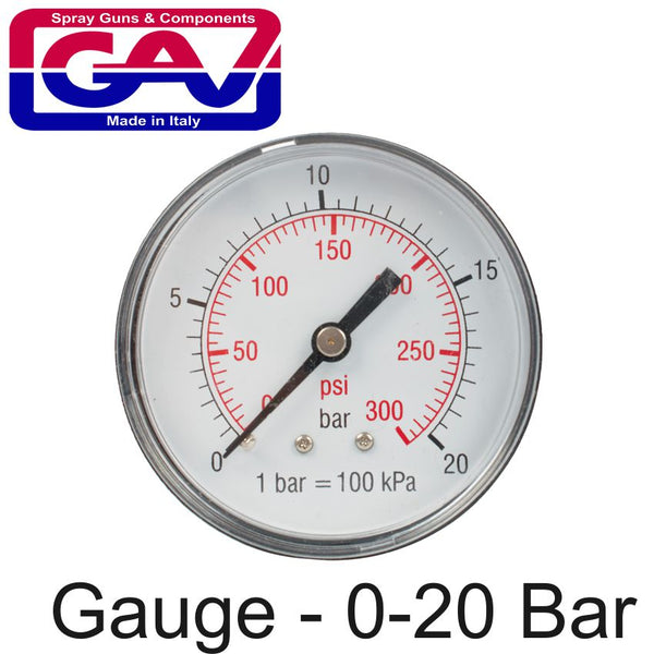 PRESSURE GAUGE 0-20BAR1/4REAR 63MM D6314R20 PACKAGED - Power Tool Traders