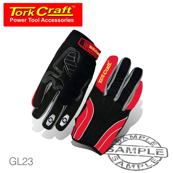 MECHANICS GLOVE X LARGE SYNTHETIC LEATHER REINFORCED PALM SPANDEX RED - Power Tool Traders