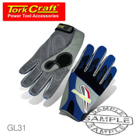 MECHANICS GLOVE MEDIUM SYNTHETIC LEATHER PALM AIR MESH BACK BLUE - Power Tool Traders