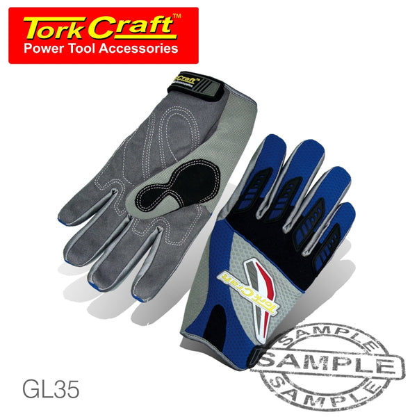 MECHANICS GLOVE 3XL LARGE SYNTHETIC LEATHER PALM AIR MESH BACK BLUE - Power Tool Traders