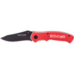 KNIFE FOLDABLE UTILITY RED WITH G10 MATERIAL HANDLE AND BELT CLIP - Power Tool Traders