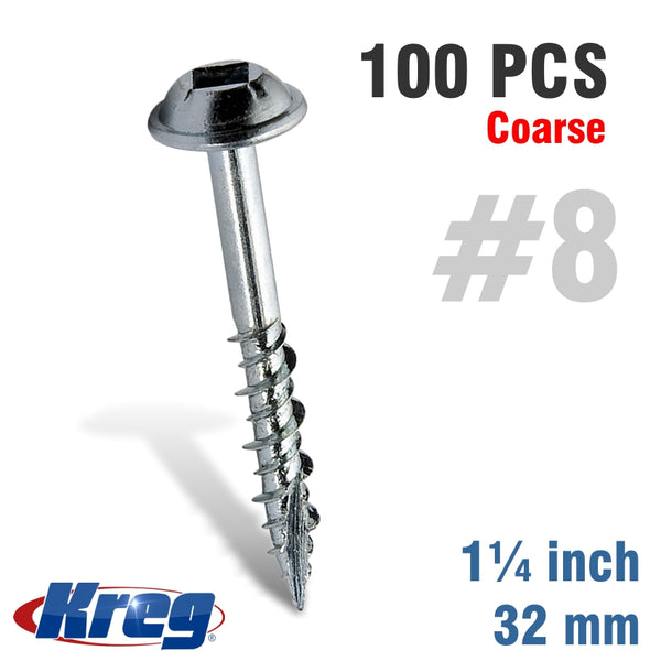 KREG ZINC POCKET HOLE SCREWS 25MM 1.00' #8 COARSE THREAD MX LOC 1200CT - Power Tool Traders