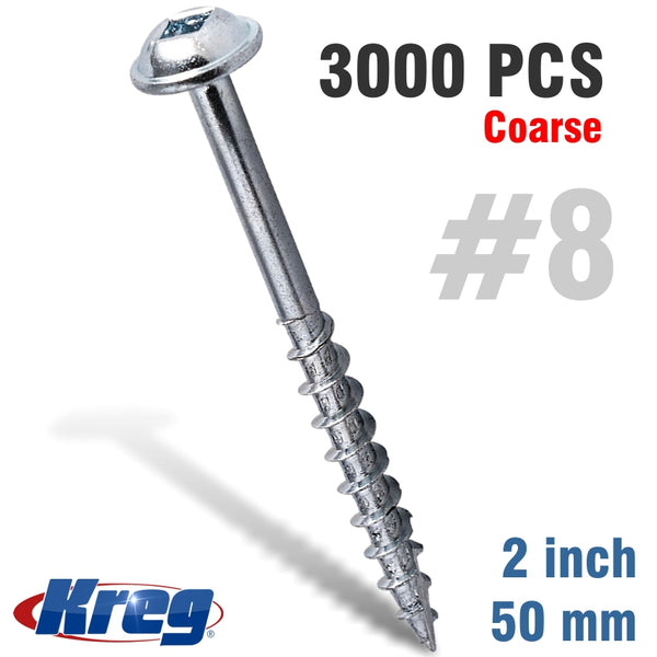 KREG POCKET HOLE SCREWS 2' #8 COARSE WASHER HEAD 3000CT - Power Tool Traders