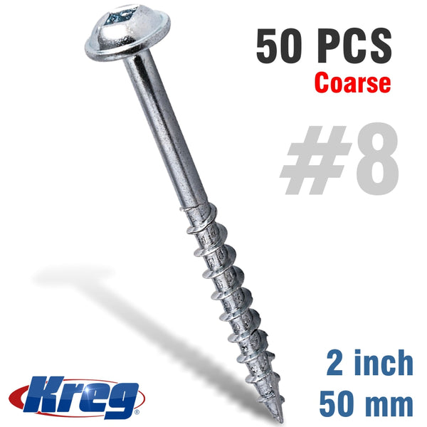 KREG POCKET HOLE SCREWS 2' #8 COARSE WASHER HEAD 50CT - Power Tool Traders