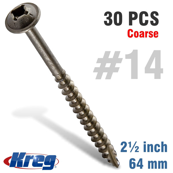 KREG POCKET HOLE SCREWS 2-1/2' #8 COARSE WASHER HEAD 30CT HD - Power Tool Traders