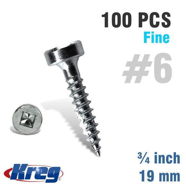KREG POCKET HOLE SCREWS 75' #6 FINE PAN HEAD 100CT - Power Tool Traders