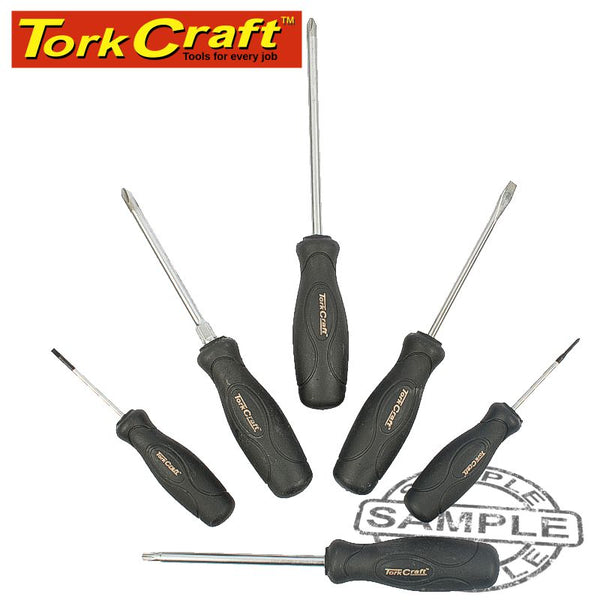 SCREWDRIVER SET 6 PCE ASSORTED SIZES AND TIPS WITH BLACK HANDLE - Power Tool Traders