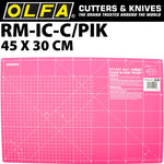OLFA MAT ROTARY 450 X 300MM METRIC & INCH DOUBLE SIDED PINK - Power Tool Traders