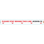 WHITE  STAY BEHIND LINE - 800MM X 80MM SOCIAL DISTANCING STRIPS