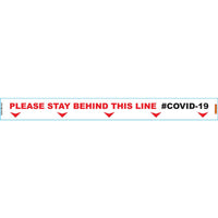 WHITE  STAY BEHIND LINE - 800MM X 80MM SOCIAL DISTANCING STRIPS