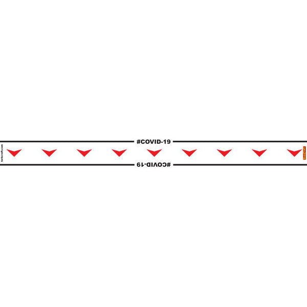 WHITE ARROW DOWN - 800MM X 80MM SOCIAL DISTANCING STRIPS