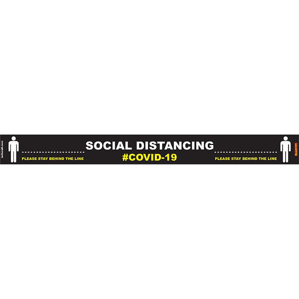 BLACK BEHIND LINE - 800MM X 80MM SOCIAL DISTANCING STRIPS